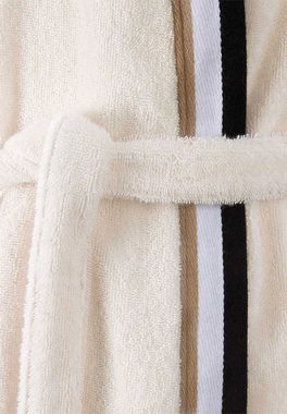 Hugo Boss Home Bademantel Iconic Stripe, 100% Baumwolle, mit Label-Applikationen