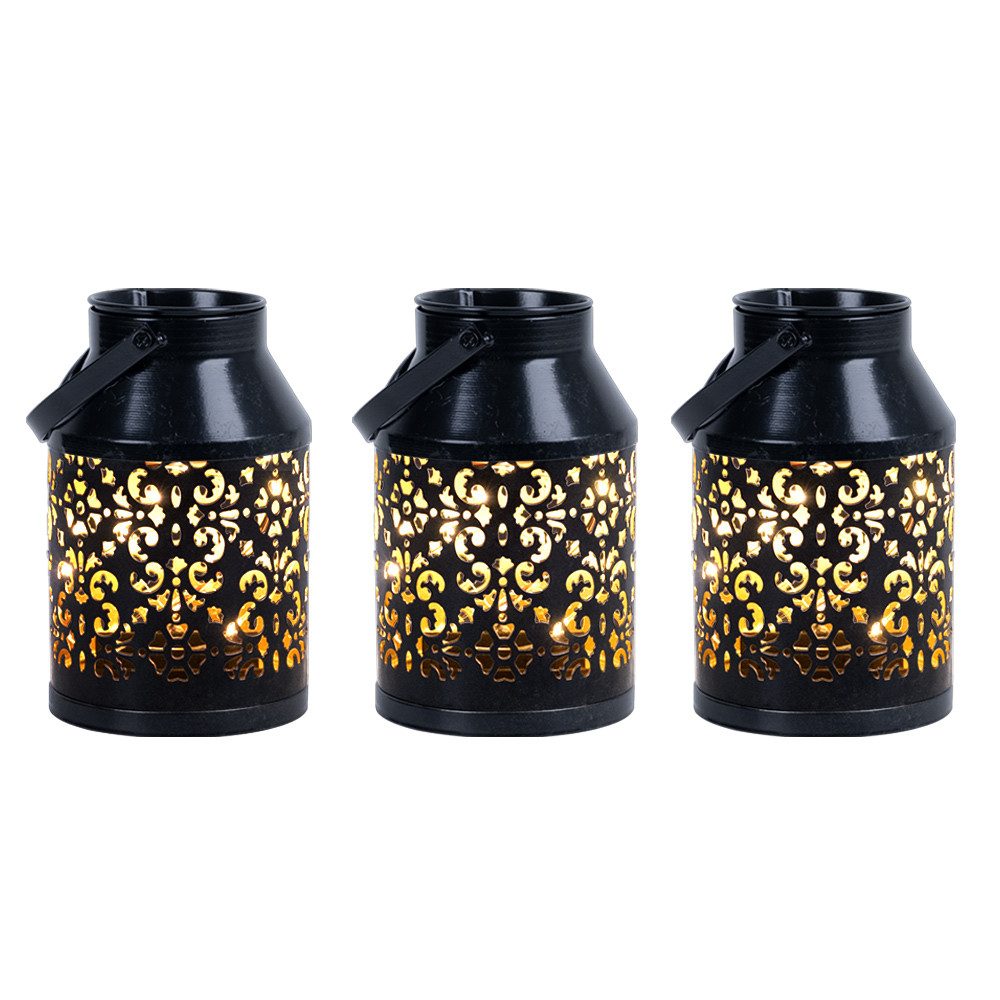etc-shop LED Solarleuchte, LED-Leuchtmittel fest verbaut, Solarlampen für Außen Balkon Muster Gartendeko 3er Set