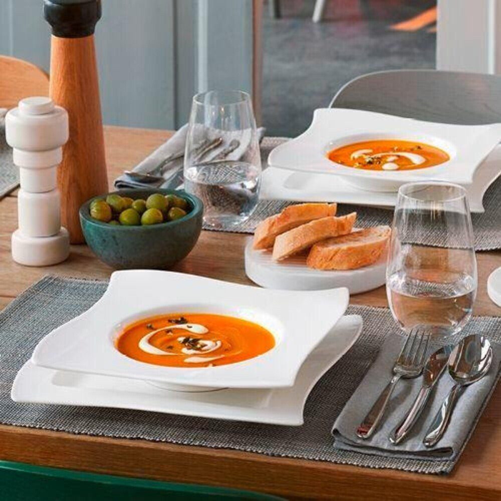 Villeroy & Boch Geschirr-Set Basic-Set 30-tlg. NewWave, Premium Porcelain, 30-teiliges Frühstücksset, Geschirrset, für 6 Personen