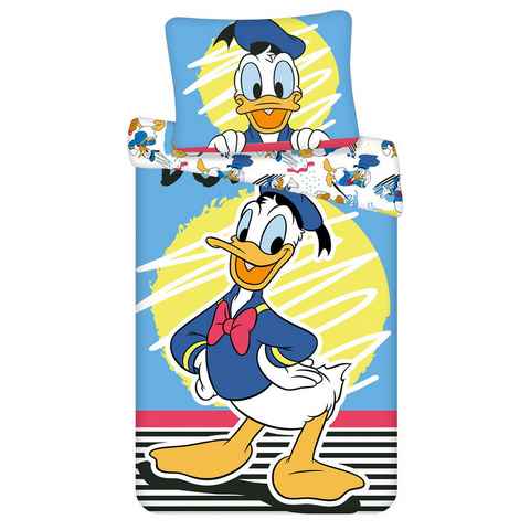 Kinderbettwäsche Wendebettwäsche Donald Duck aus Entenhausen, Disney, Renforcé, 2 teilig