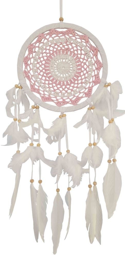 Saraswati Traumfänger Traumfänger "Girly" Leder 22cm mit gewebtem Netz pink, 22x65cm