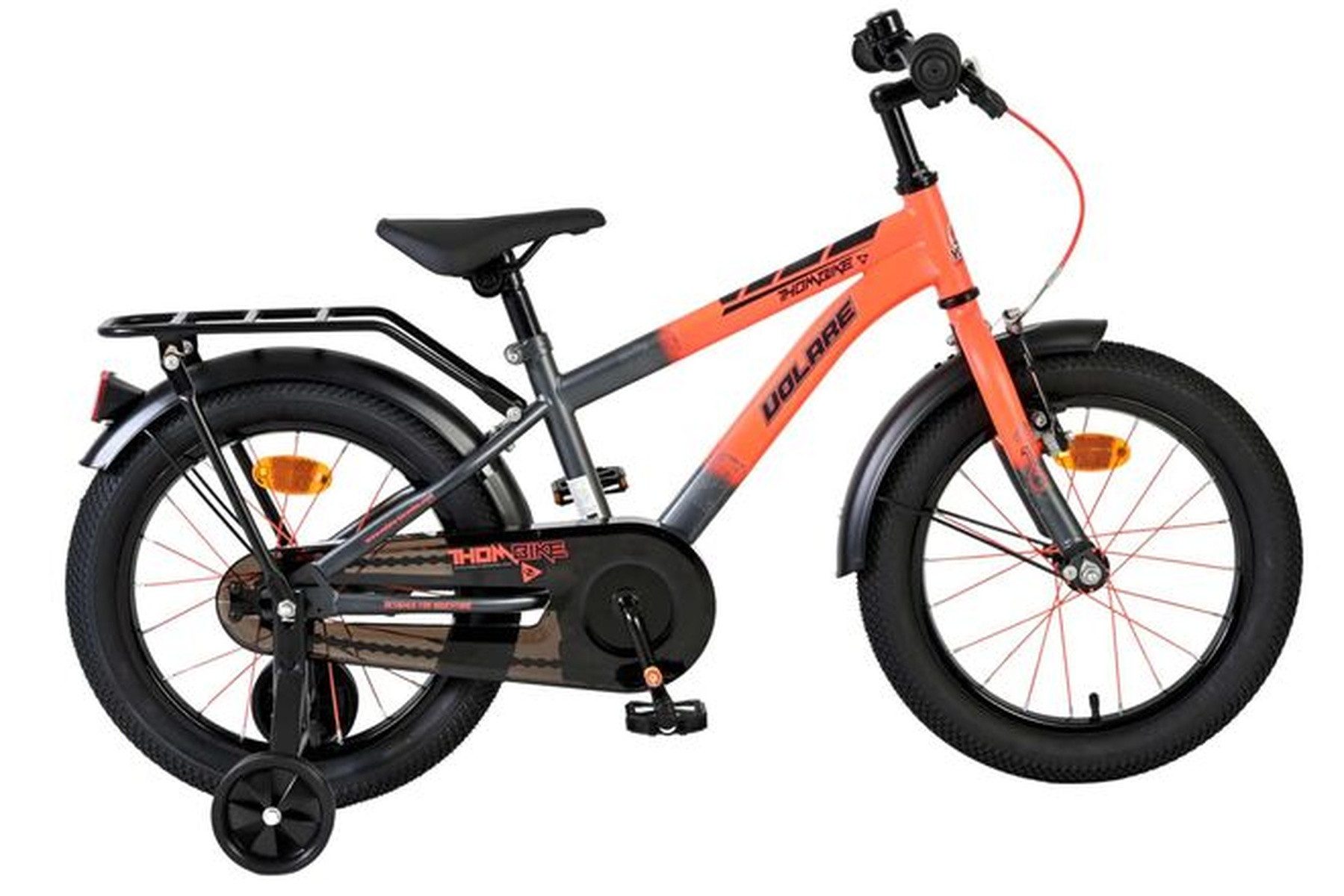 Volare Kinderfahrrad Thombike Jungs 18 Zoll Blau/Grau - Stützräder, Rücktritt- & Handbremse, Höhenverstellbarer Sattel und Lenker (Sitzhöhe 50–64 cm)