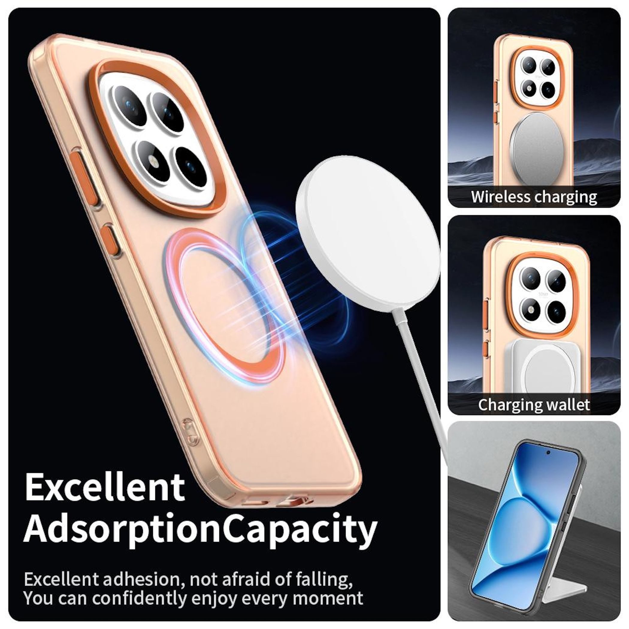 Wigento Handyhülle Für Xiaomi Redmi Note 15 Pro Plus 5G Candy Design Magsafe Hülle Orange, Magsafe Funktion, Stoßschutz, präzise Aussparungen – Bild 2 von 5