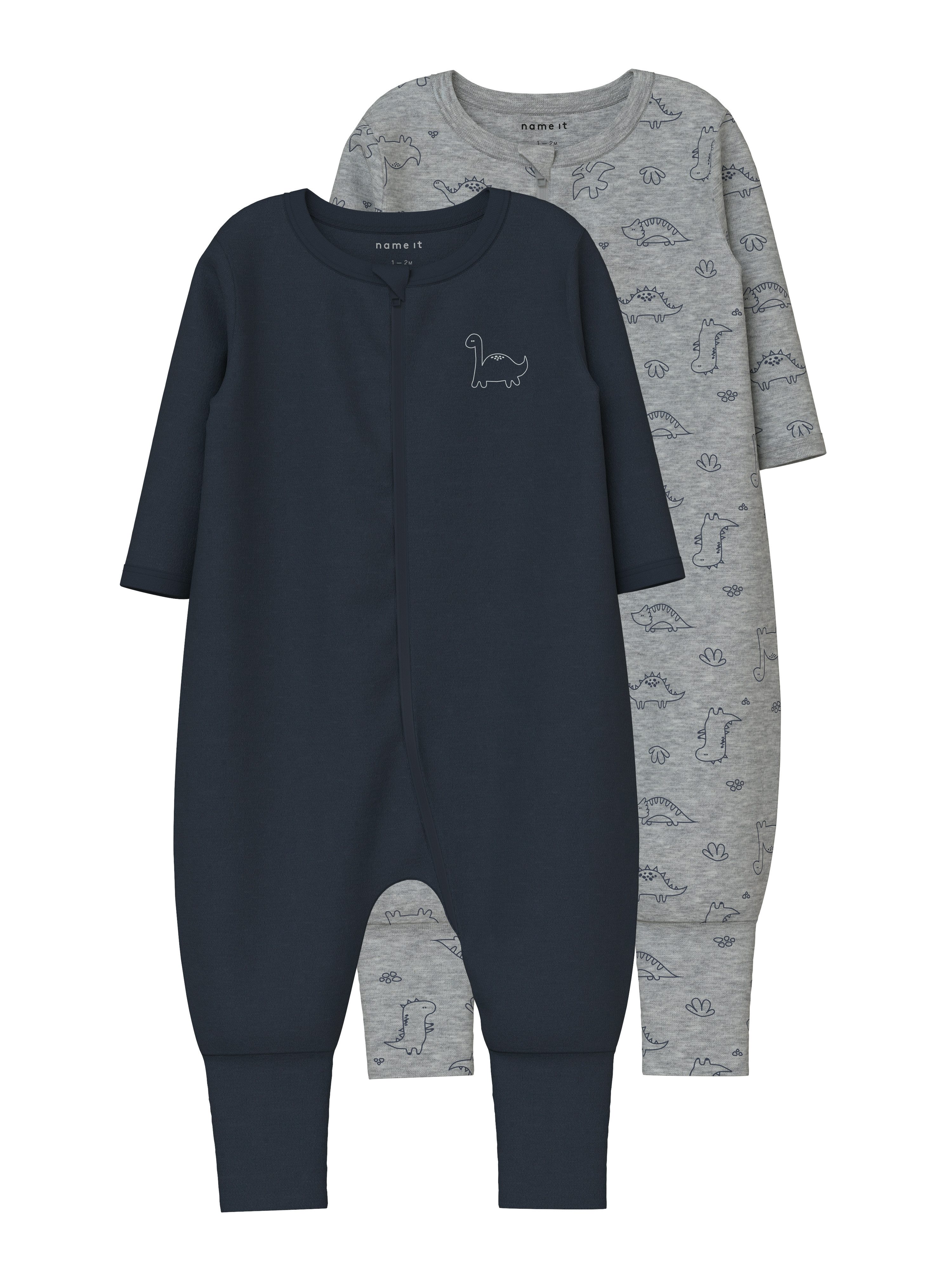 Schlafanzug NBMNIGHTSUIT 2P ZIP FF GREY DINO NOOS