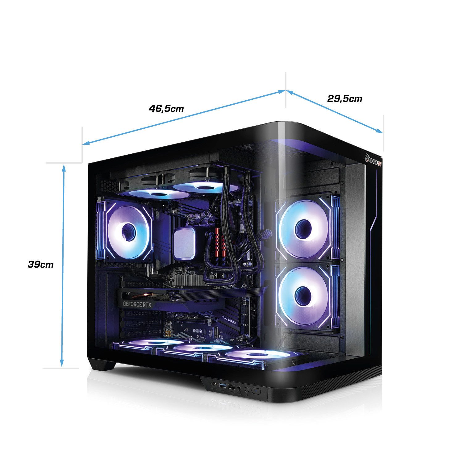 Kiebel Curve Gaming-PC (AMD Ryzen 7 AMD Ryzen 7 9800X3D, RTX 5070, 32 GB RAM, 1000 GB SSD, Wasserkühlung, WLAN, ARGB-Beleuchtung)