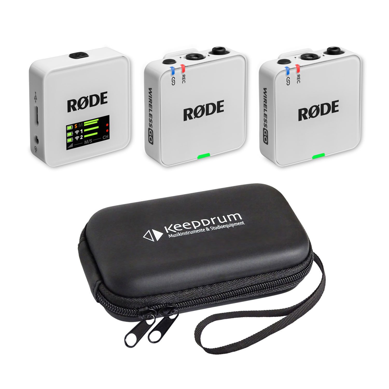 Rode Mikrofon-Funksystem Wireless GO Gen 3 Weiss mit Softcase Digitales Aufnahmegerät