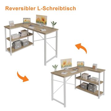 HOMALL Computertisch Eckschreibtisch Reversibel L Förmiger Schreibtisch mit Regal