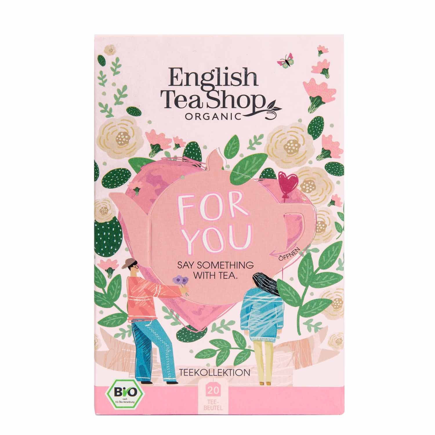 English Tea Shop Tee "For You" Kollektion, Tee Geschenk BIO, 20 Teebeutel, 5 Sorten, von erfrischend-zitronig bis vollmundig-würzig