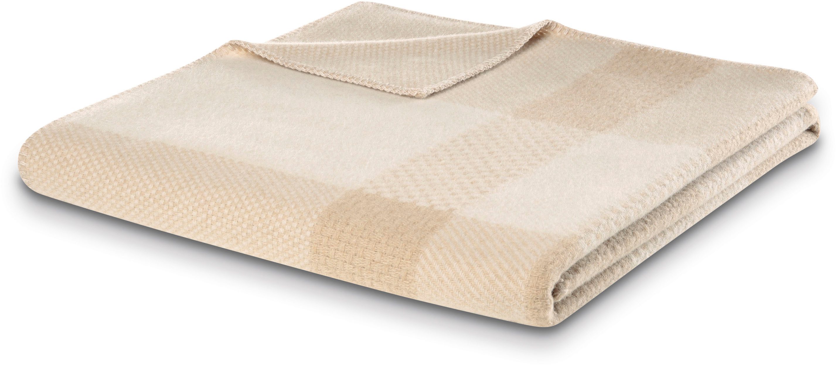 Wohndecke Plaid Crossweft beige, Biederlack, mit fühlbarer Webstruktur