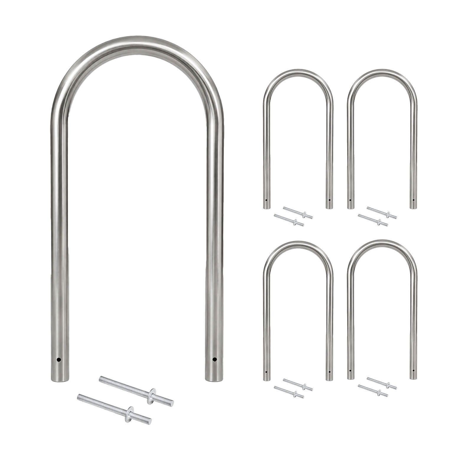 TRUTZHOLM Fahrradständer 5x Fahrradanlehnbügel 115 x 58 cm Edelstahl Ø 60 mm Fahrradständer, Grau,zum Einbetonieren,Typ U