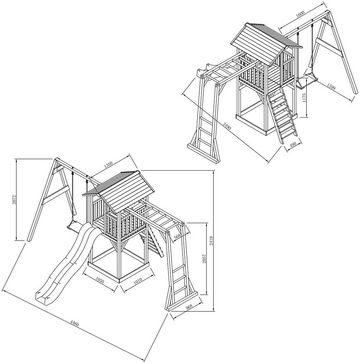 AXI Spielturm Beach Tower, mit Klettergerüst, Einzelschaukel und Rutsche