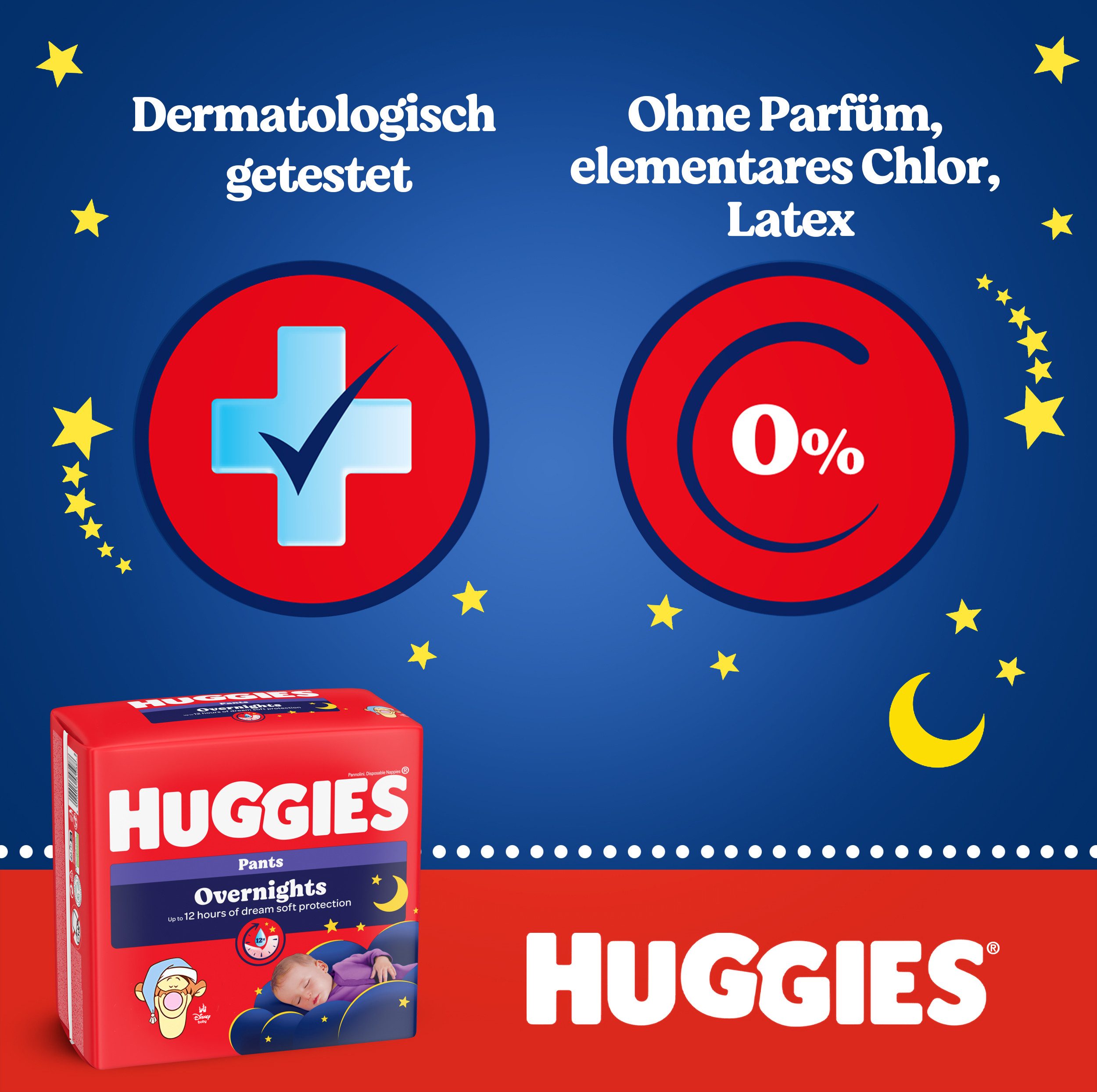 HUGGIES Windeln Overnight Pants Größe 4 (9-14 kg), Nachtwindeln 104 Stk