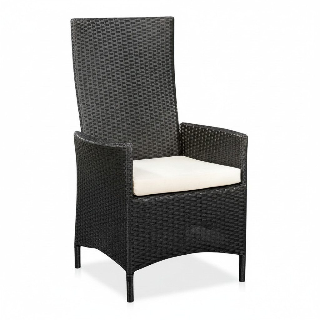 Melko Gartenstuhl Hochlehner Polyrattan mit Kissen Rattansessel Relaxstuhl (1 St), Hohe Rückenlehne mit Armlehnen; BezUG mit Reißverschluss zur Reinigung