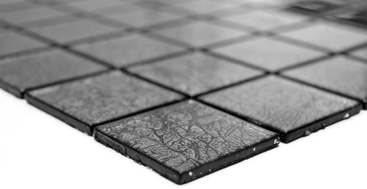 Matten Mosaikfliesen glänzend / Mosani schwarz Glasmosaik Crystal 10 Mosaikfliesen