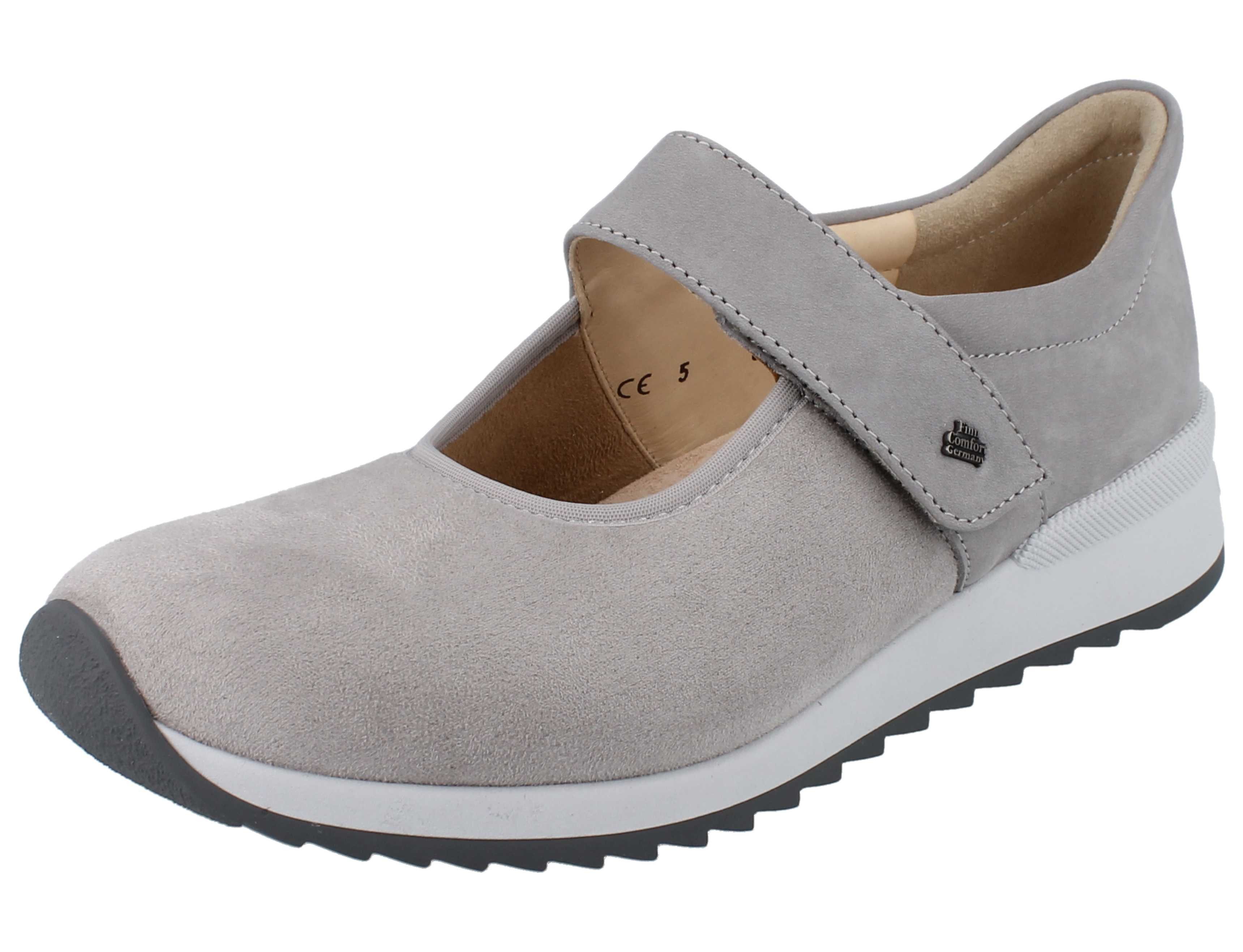 Finn Comfort FINN COMFORT FinnStretch Assenza Damen Ballerina hellgrau Nubukleder Schnürschuh Wechselfußbett