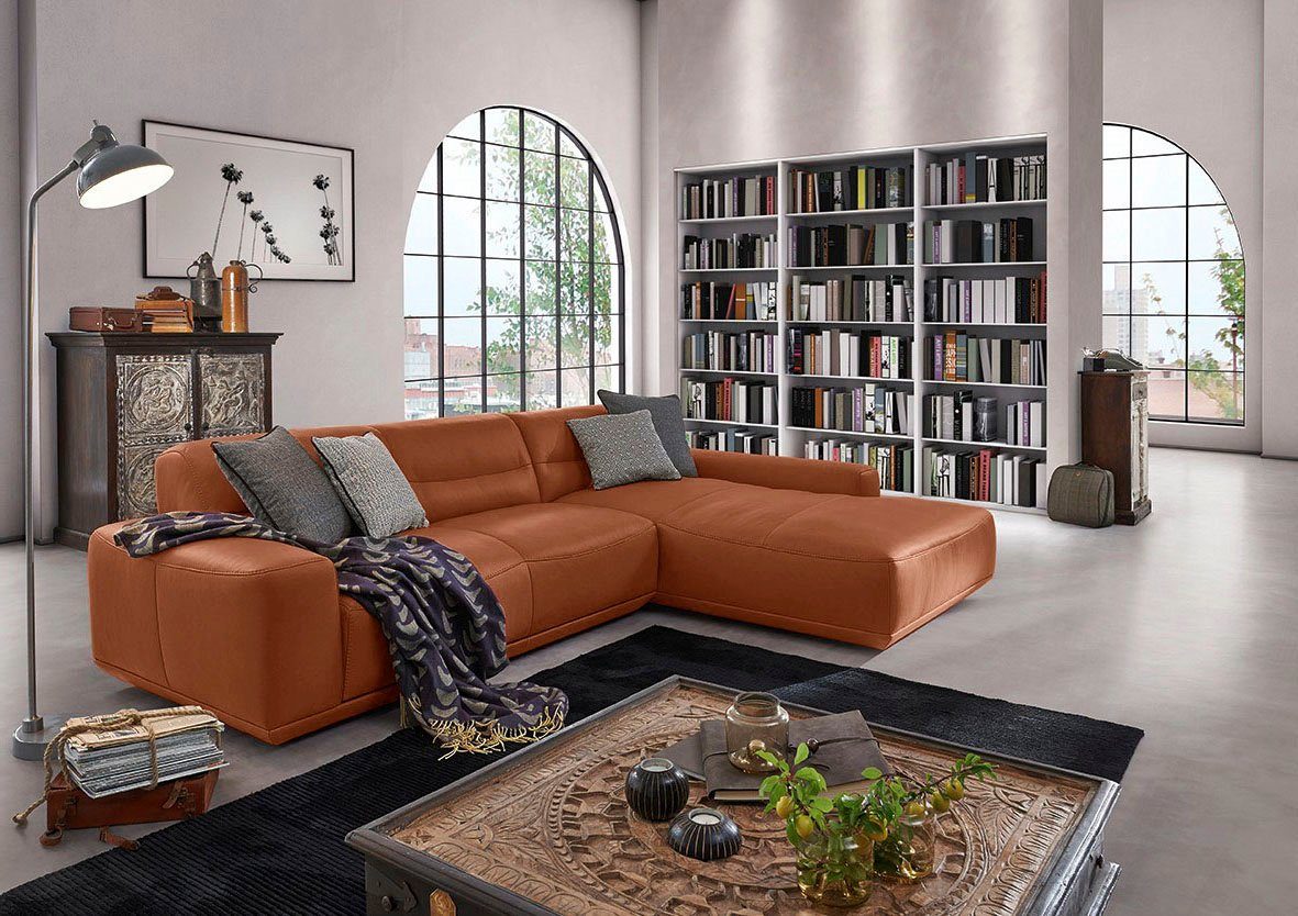 W.SCHILLIG william, Sitztiefenverstellung, mit Recamiere, mit Breite Z69 wahlweise cm Ecksofa cognac 298