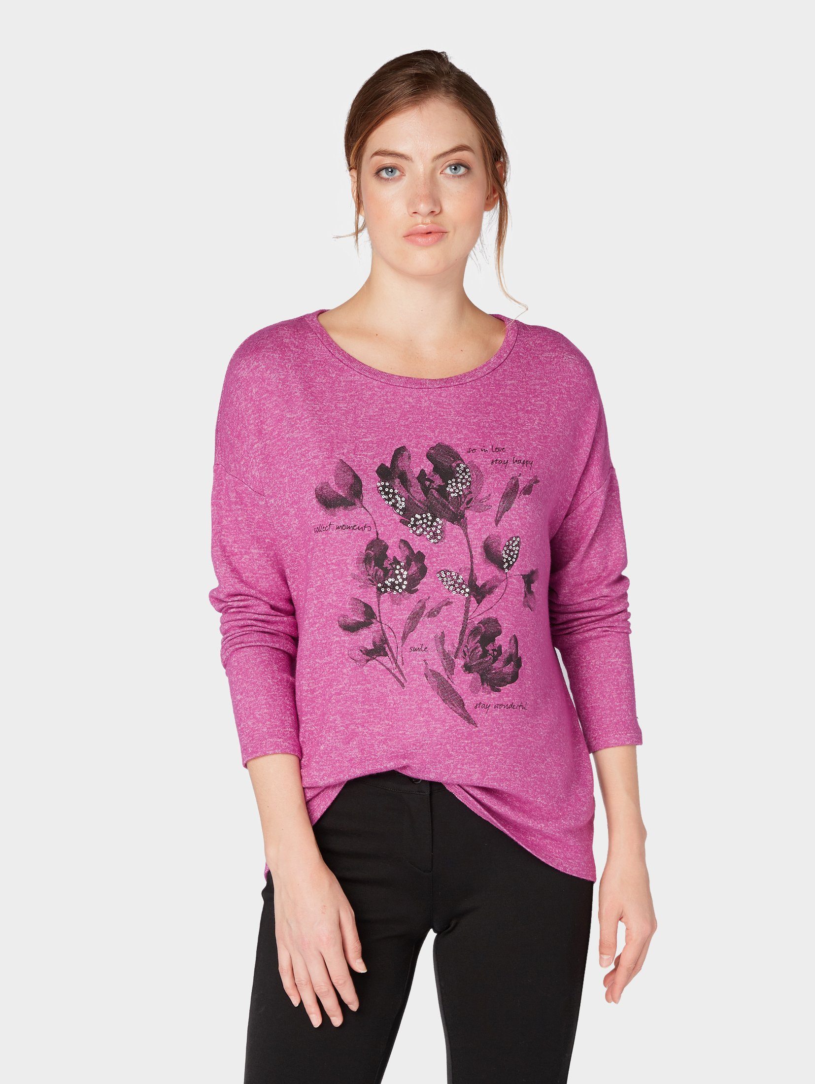 Langarmshirt »langarmshirt Kaufen Online Tom Blumen Tailor Mit print« QderBoCxW