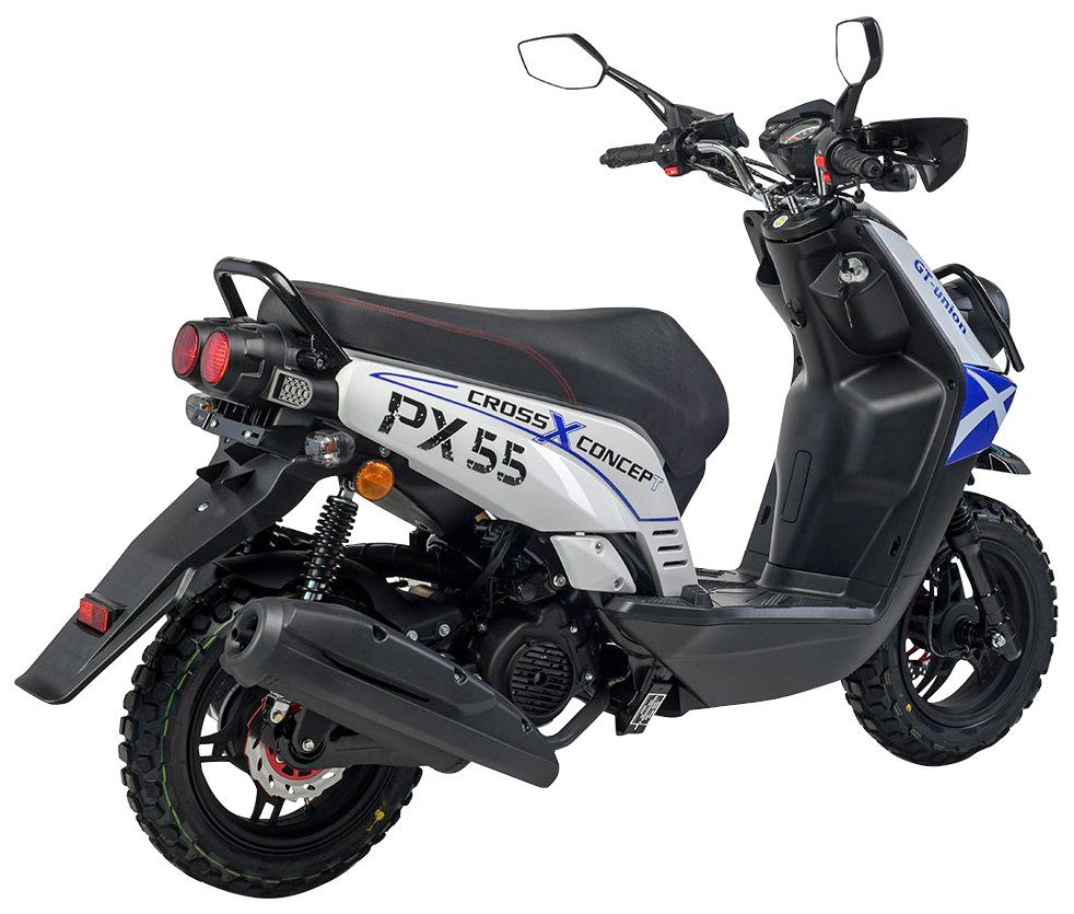 5 Cross-Concept, 125 Euro ccm, weiß/blau/schwarz 85 55 UNION km/h, GT PX Motorroller