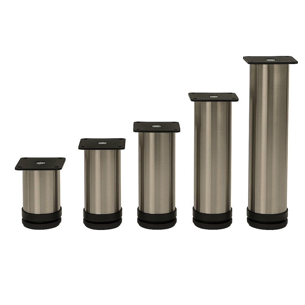 HOOZ Möbelfuß Sockelfuß höhenverstellbar Edelstahl gebürstet Ø50mm 4er Set 80–200mm, (Set, 4-St., 8 cm), in 4 verschiedenen Größen