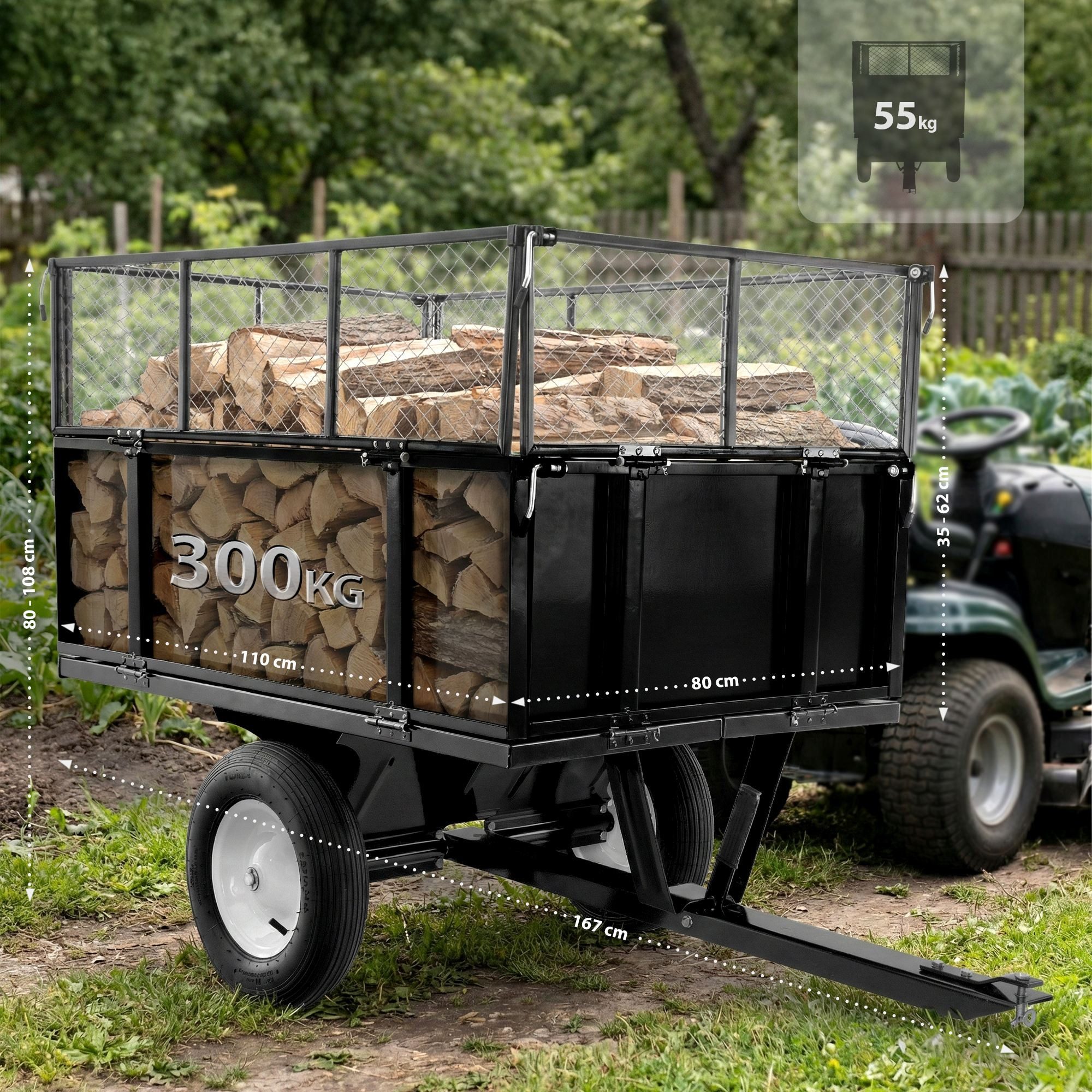 CLP Rollwagen ATV Anhänger, (1er), bis 300 kg, Universal-Kupplung