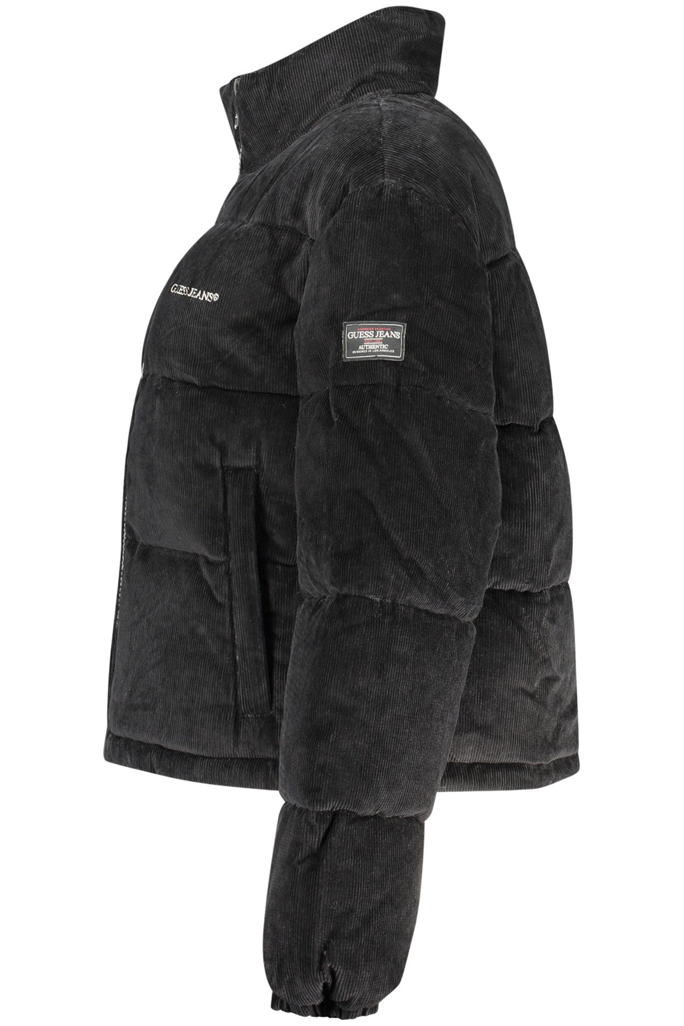 GUESS JEANS Outdoorjacke Elegante Damenjacke Schwarz mit Stickerei & Reißverschluss
