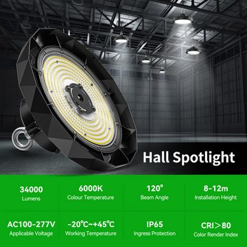 ANTEN LED Deckenleuchte 200W UFO LED Hallenbeleuchtung Hallenleuchte High bay Hallenstrahler, Kaltweiß, 120°Abstrahlwinkel, IP65
