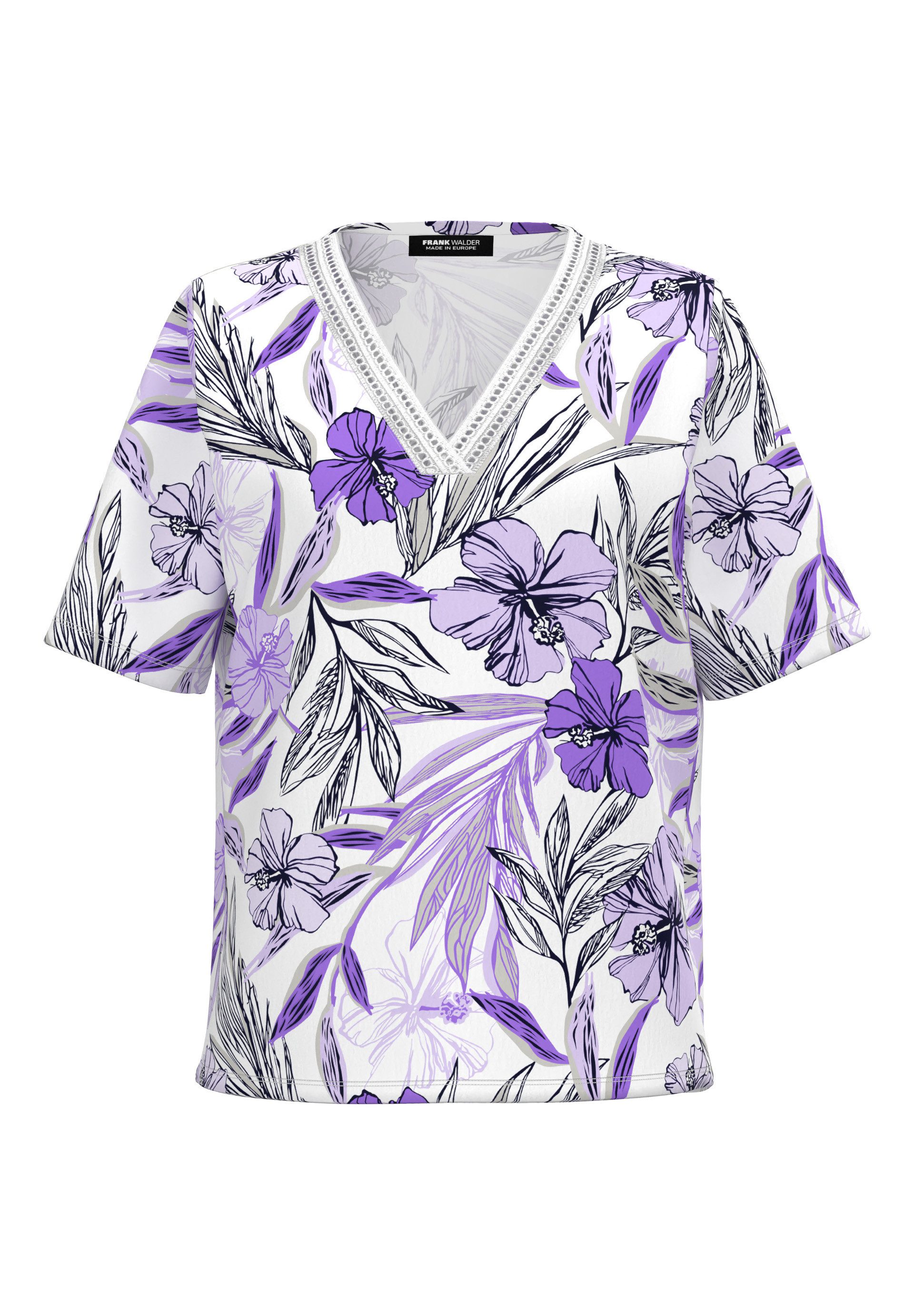 FRANK WALDER Kurzarmshirt mit femininer Hohlsaumborte günstig online kaufen