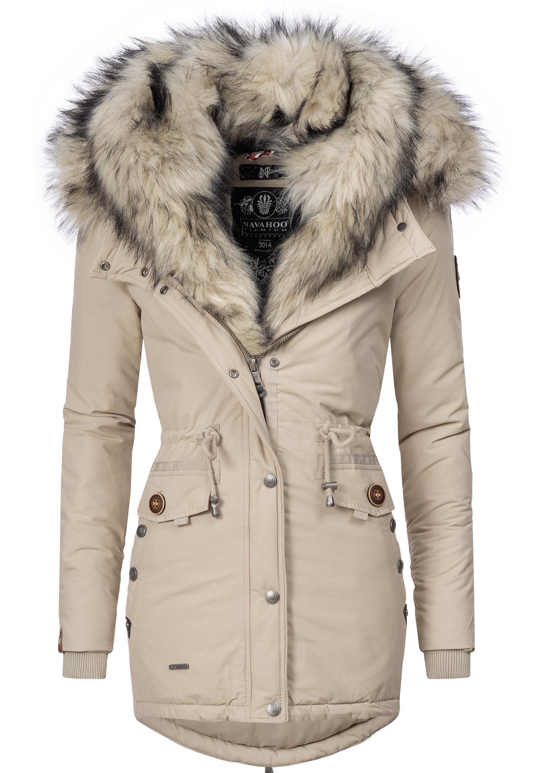 Navahoo Wintermantel Sweety abgefahrener Winterparka m. 2 Kunstpelz-Kapuzen