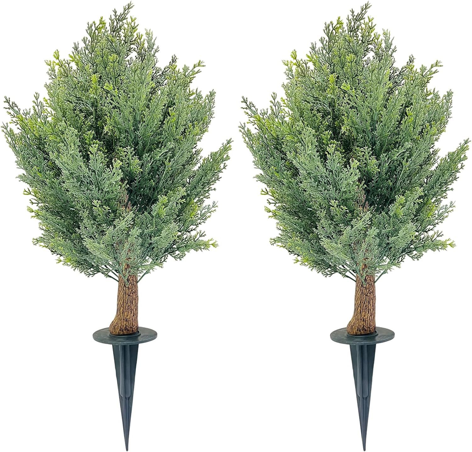 GarveeMore Kübelpflanzen 76cm Künstliche Zypresse Topiary Kugelbäume mit Boden Spike