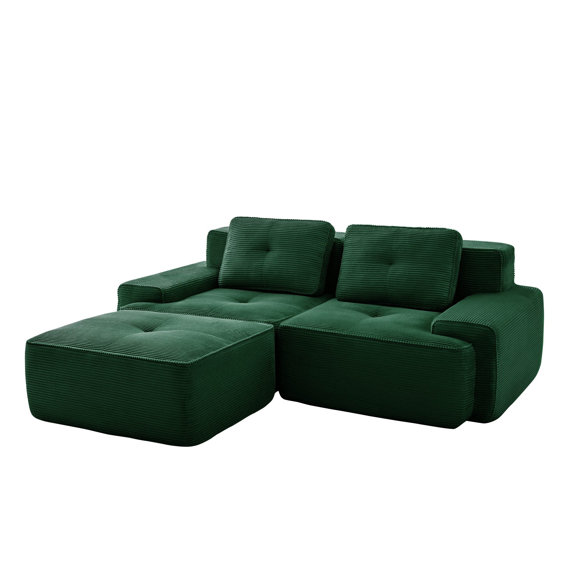 Leawin Sofa Boneless Modulsofa L-förmig Corduroy Tiefsitz mit Ottoman, Modernes Cloud-Sofa mit Tiefsitz, modular & ohne Montage