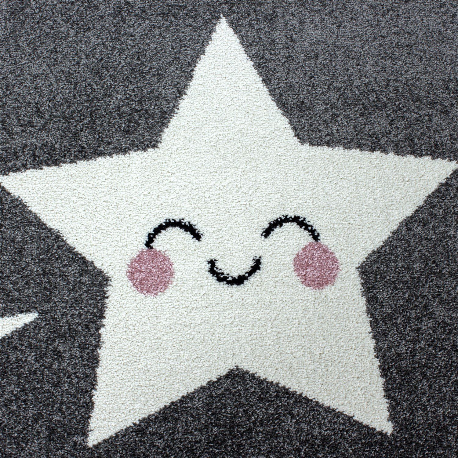 Miovani Kinderteppich Kinderzimmer Sternenmotiv Babyzimmer Flachflorteppich, Grau Kinderteppich