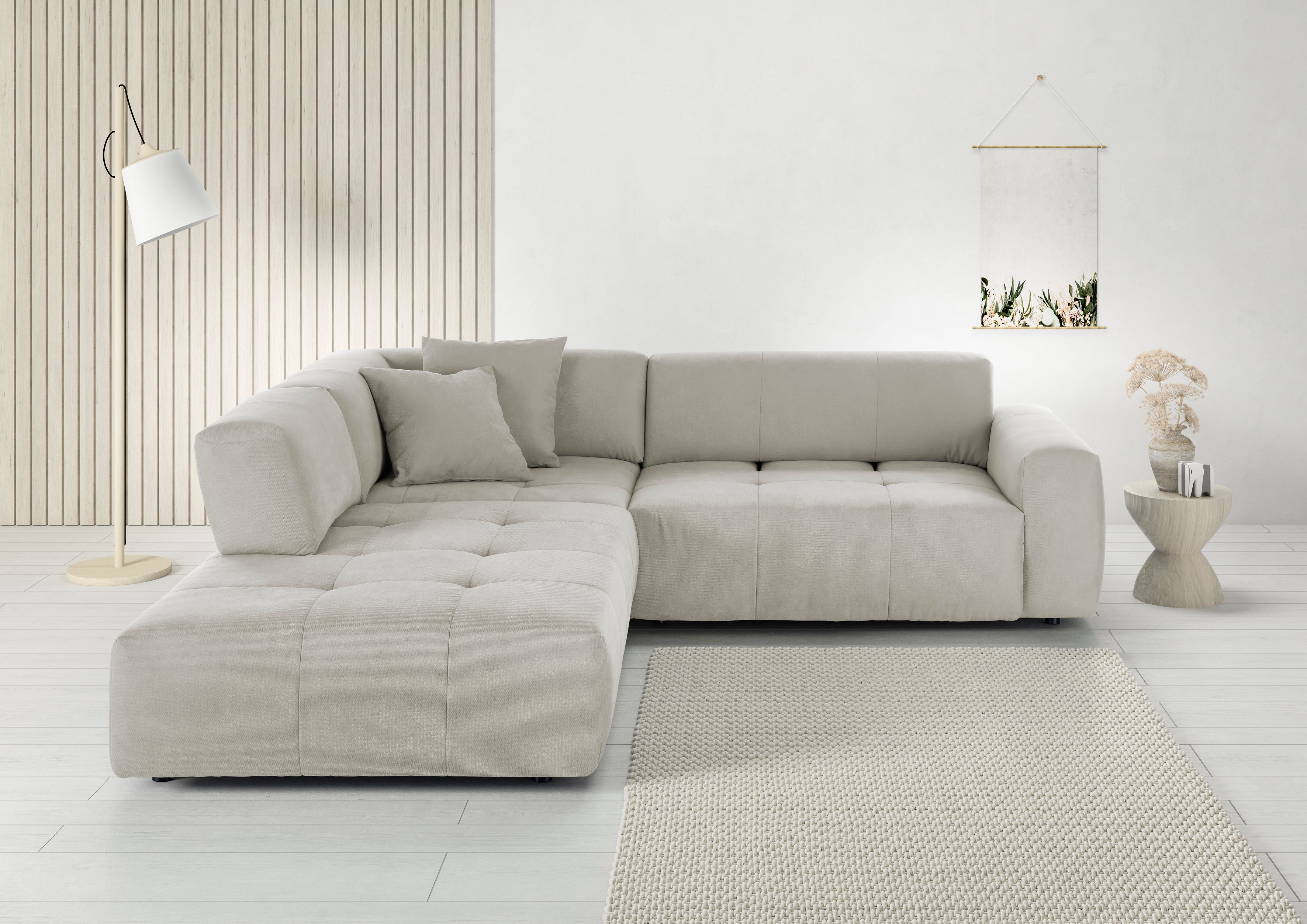 3C Candy Ecksofa Yoshy Komfortsofa, bequem und modern, hochwertige Verarbeitungsdetails, Zwei verschiedene Sitztiefen durch verstellbare Rückenlehne, L-Form