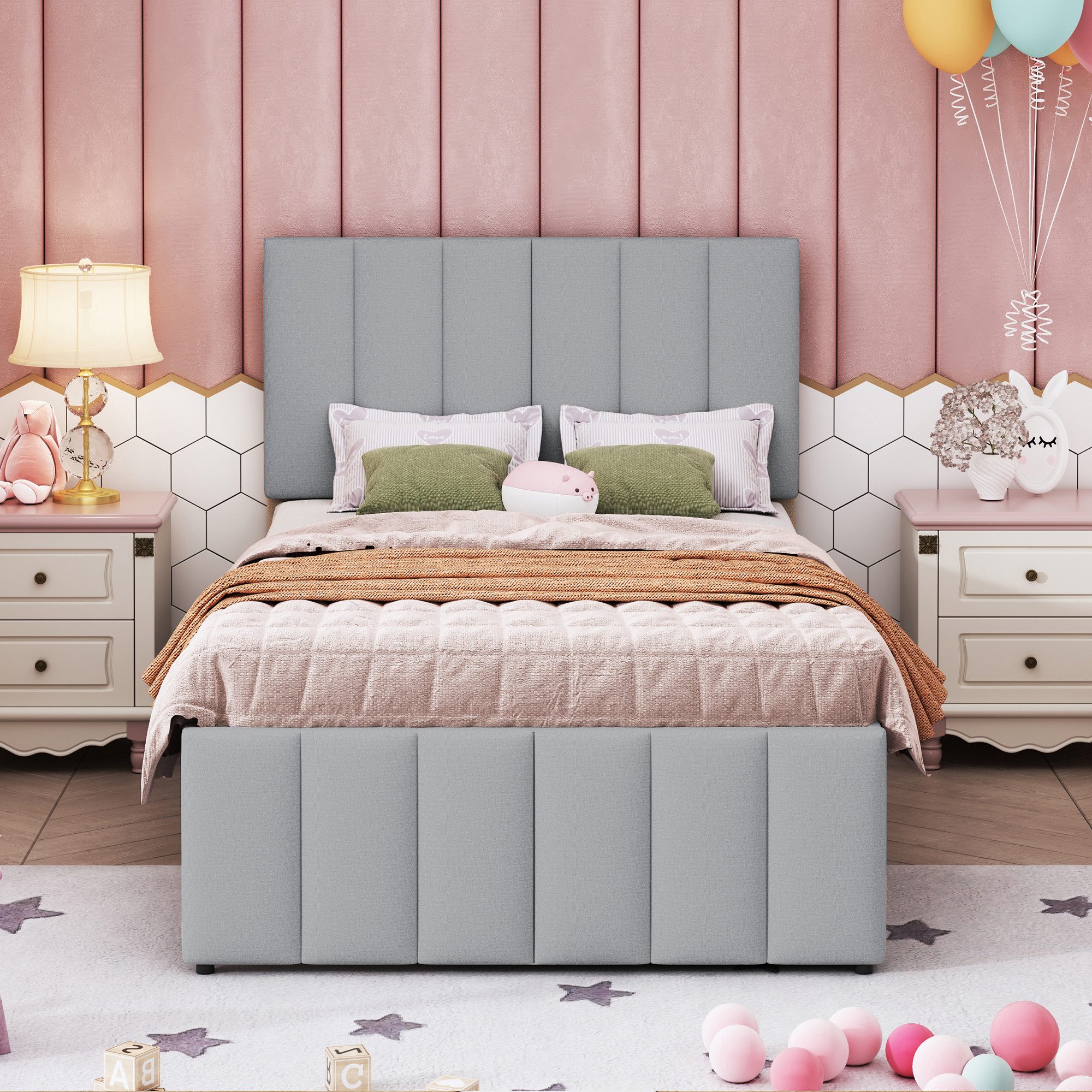 OKWISH Polsterbett mit Rollbett und Stauraumschubladen, günstig online kaufen