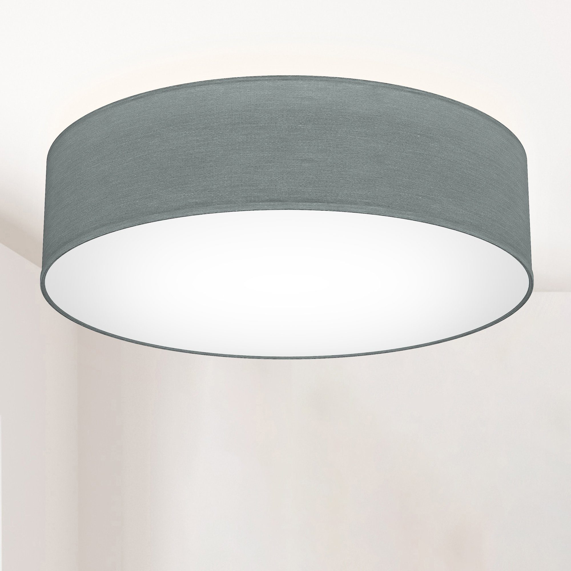 Wohnzimmer, Schlafzimmer, Deckenlampe, Lampenschirm, wechselbar, Deckenleuchte, Warmweiß, E27 B.K.Licht grau,Textil Leuchtmittel