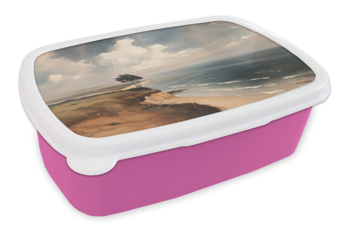 MuchoWow Lunchbox Klippe - Meer - Baum, Kunststoff, (2-tlg), Brotdosen, Lunch Box, Brotbox für Kinder und Erwachsene