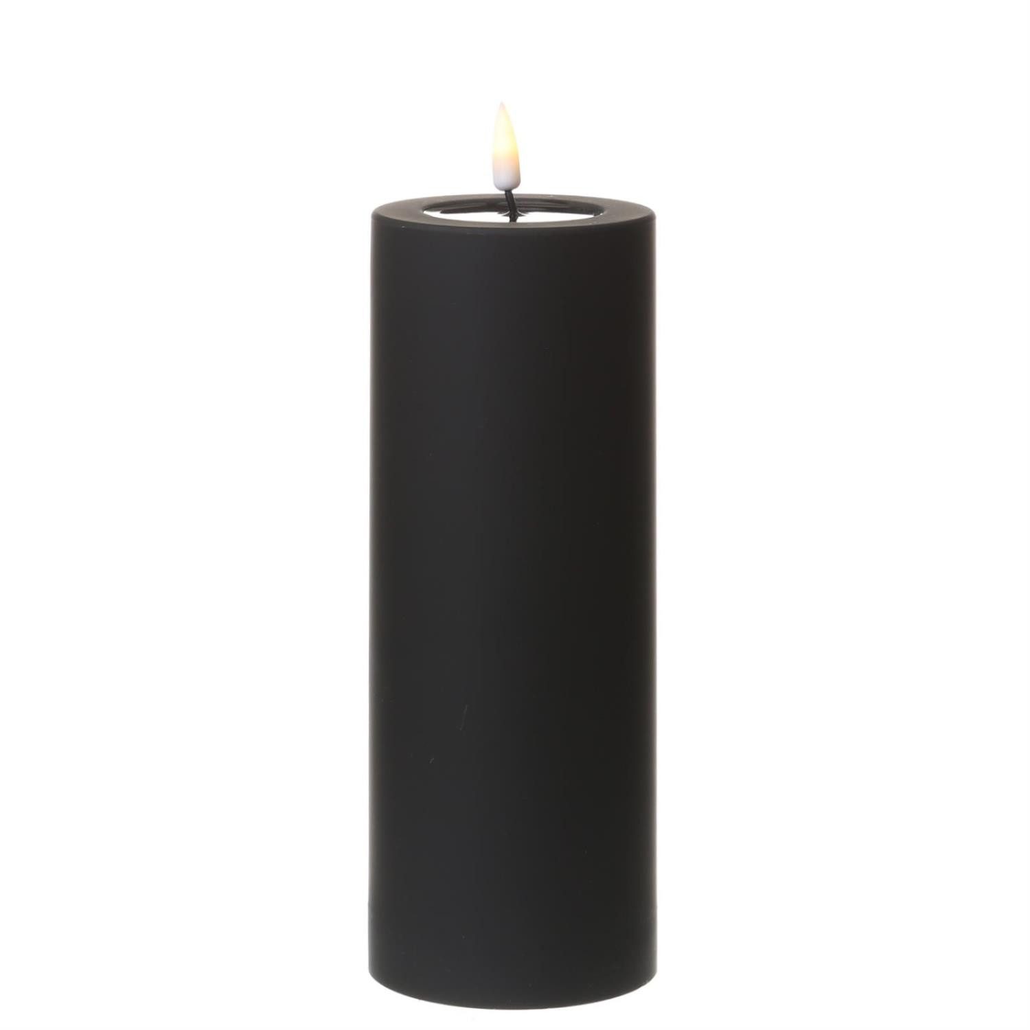 Deluxe Homeart LED-Kerze MIA für Außen 3D Flamme flackernd H: 20cm D: 7,5cm outdoor schwarz (1-tlg)