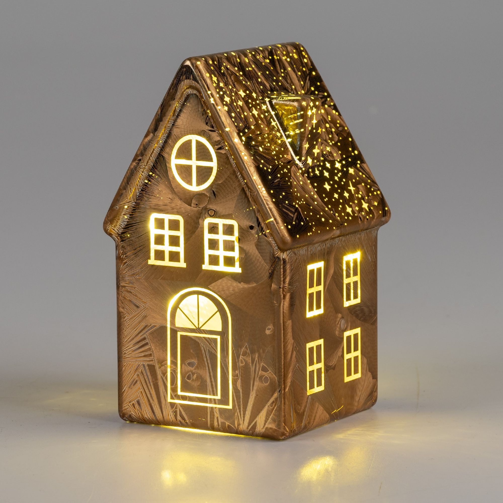 formano Skulptur Häuser, Mit Timerfunktion, Braun, Haus, H: 16cm