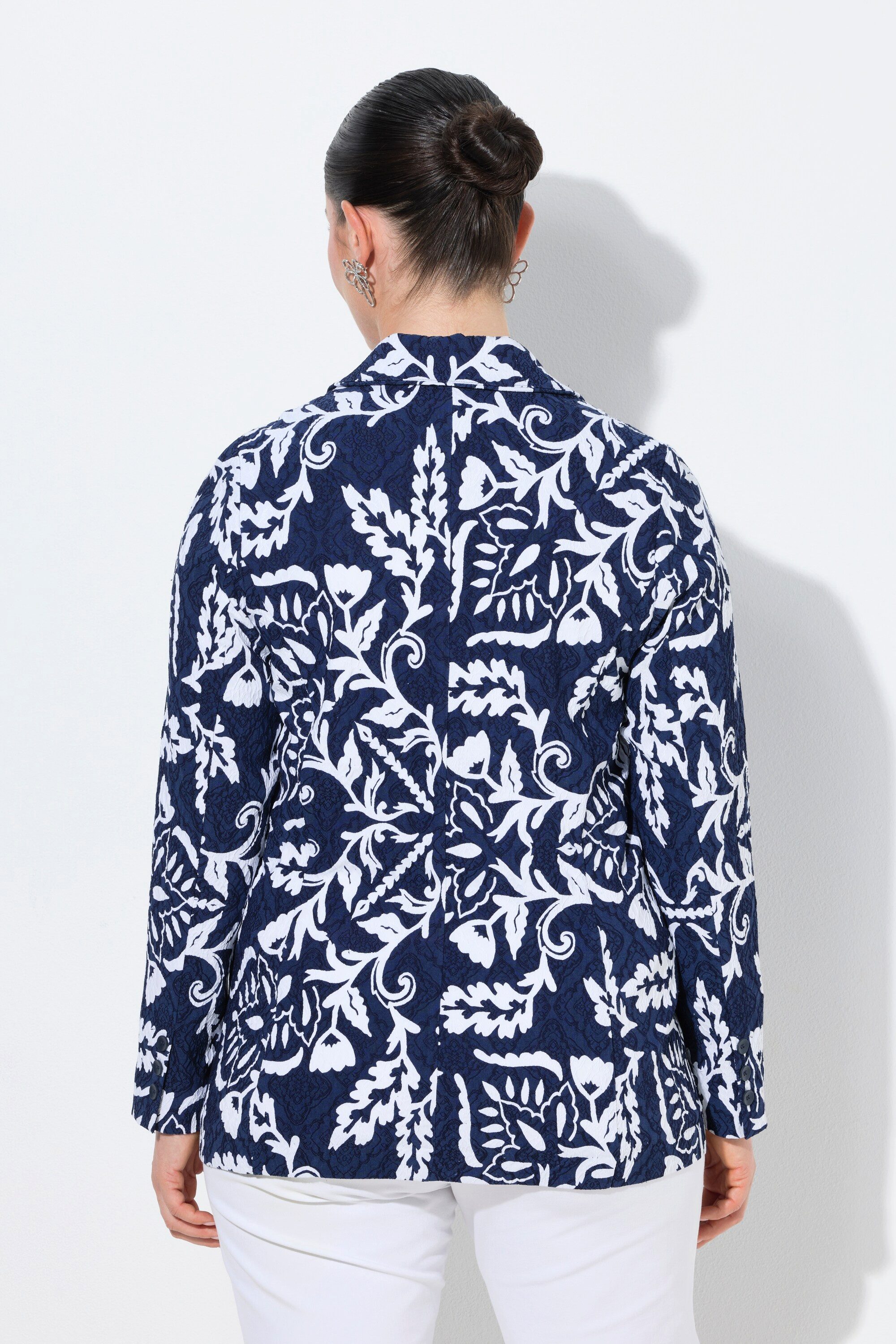 Ulla Popken Blusenblazer Jacquard-Blazer Stickerei Reverskragen