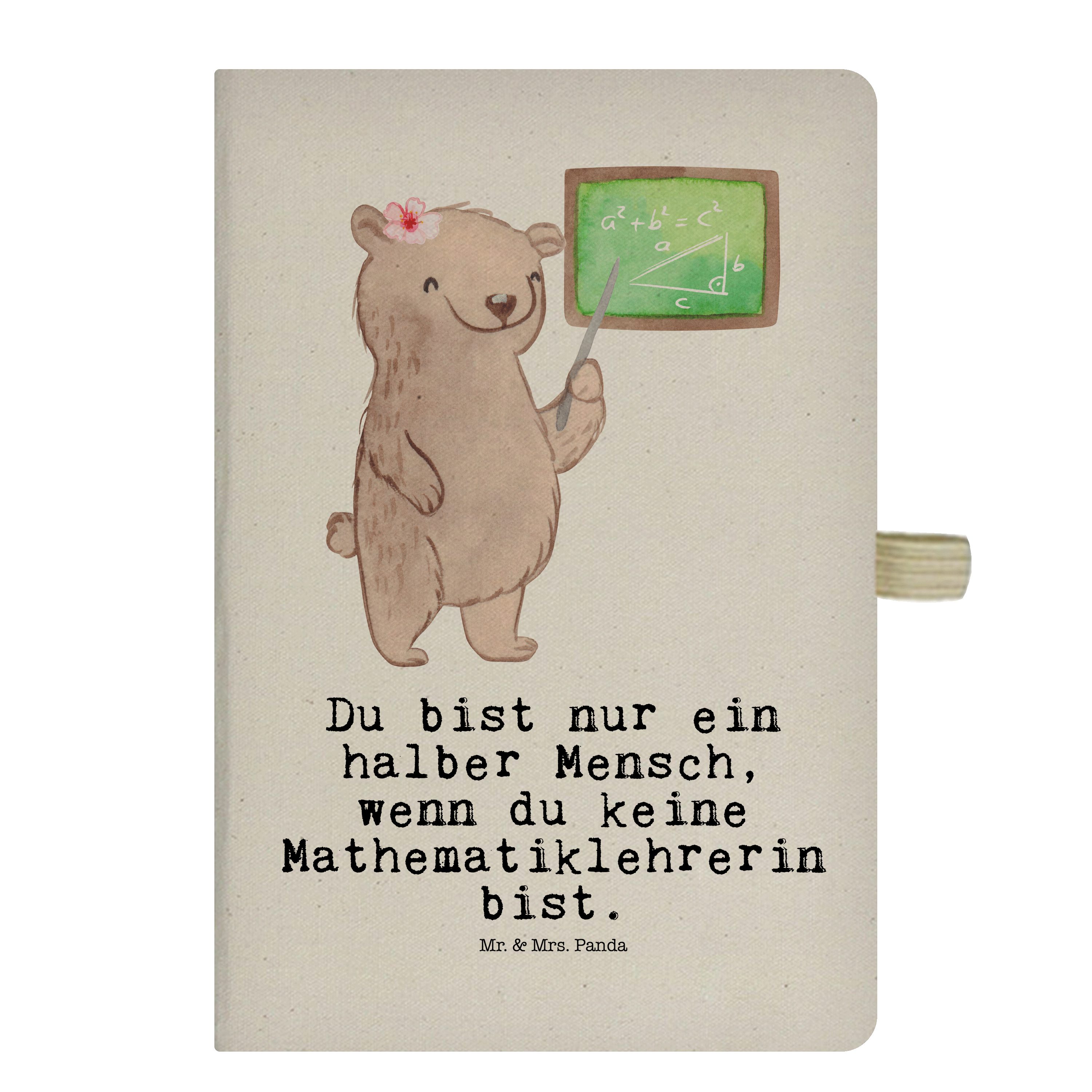 Mr. & Mrs. Panda Notizbuch Mathematiklehrerin mit Herz - Transparent - Geschenk, Schreibbuch, Ma Mr. & Mrs. Panda