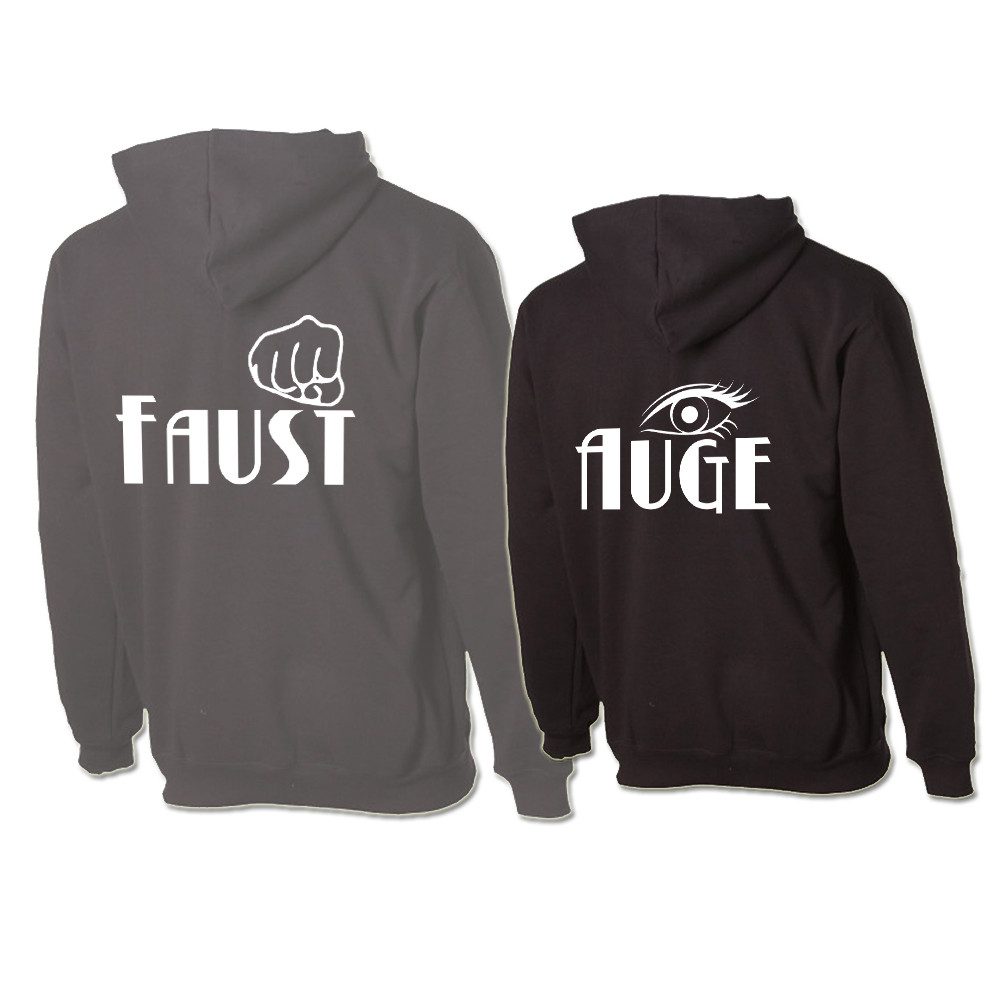 G-graphics Hoodie Faust & Auge (Partner- / Paar-Set, Einzelteile zum selbst zusammenstellen) Aufdruck auf der Vorder- oder Rückseiteseite wählbar
