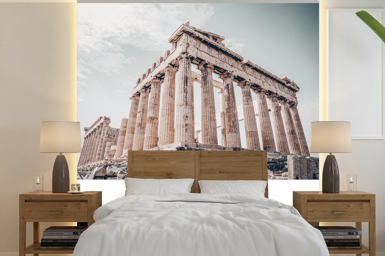 MuchoWow Fototapete Griechenland - Athen - Tempel, Matt, bedruckt, (5 St), Vinyl Tapete für Wohnzimmer oder Schlafzimmer, Wandtapete