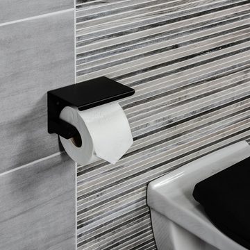 CORNAT Toilettenpapierhalter, mit 2 verschiedene Befestigungsoptionen und Smartphone-Ablage
