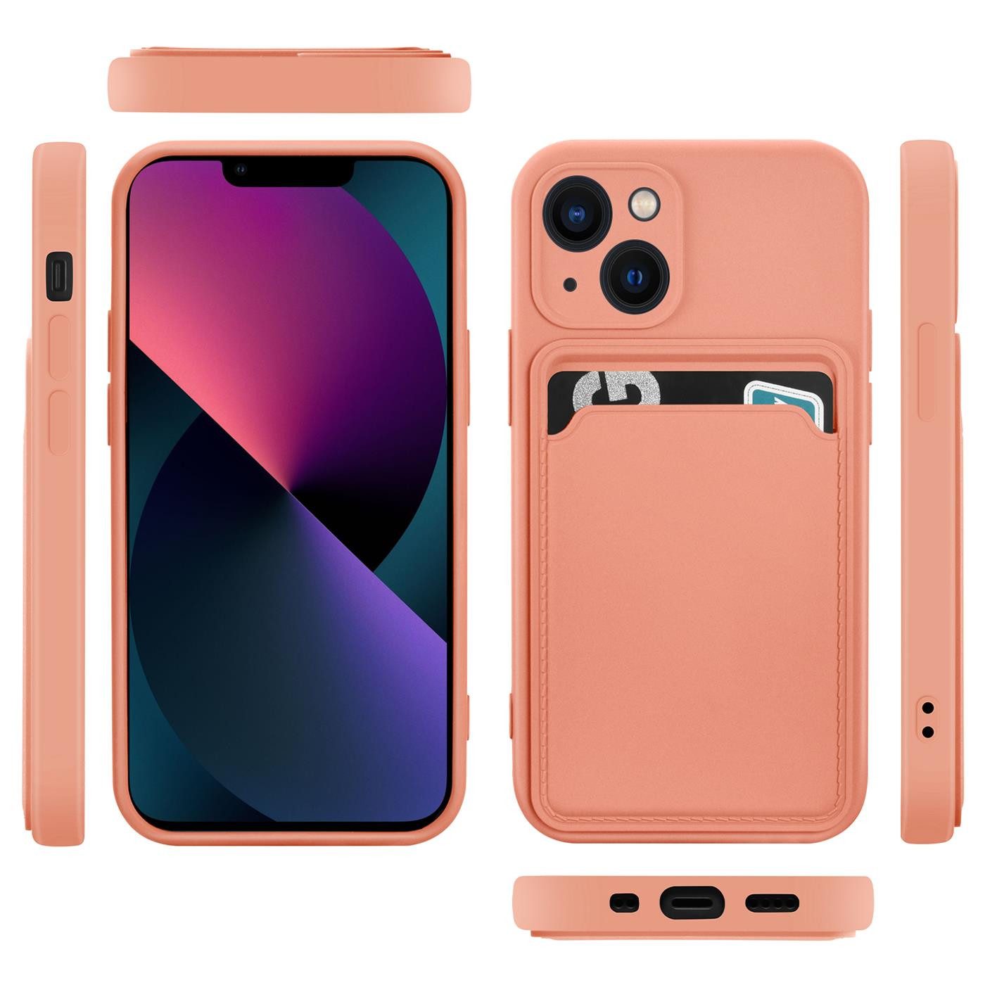 CoolGadget Handyhülle Card Case Handy Tasche für Apple iPhone 13 6,1 Zoll, Silikon Schutzhülle mit Kartenfach für iPhone 13 Hülle