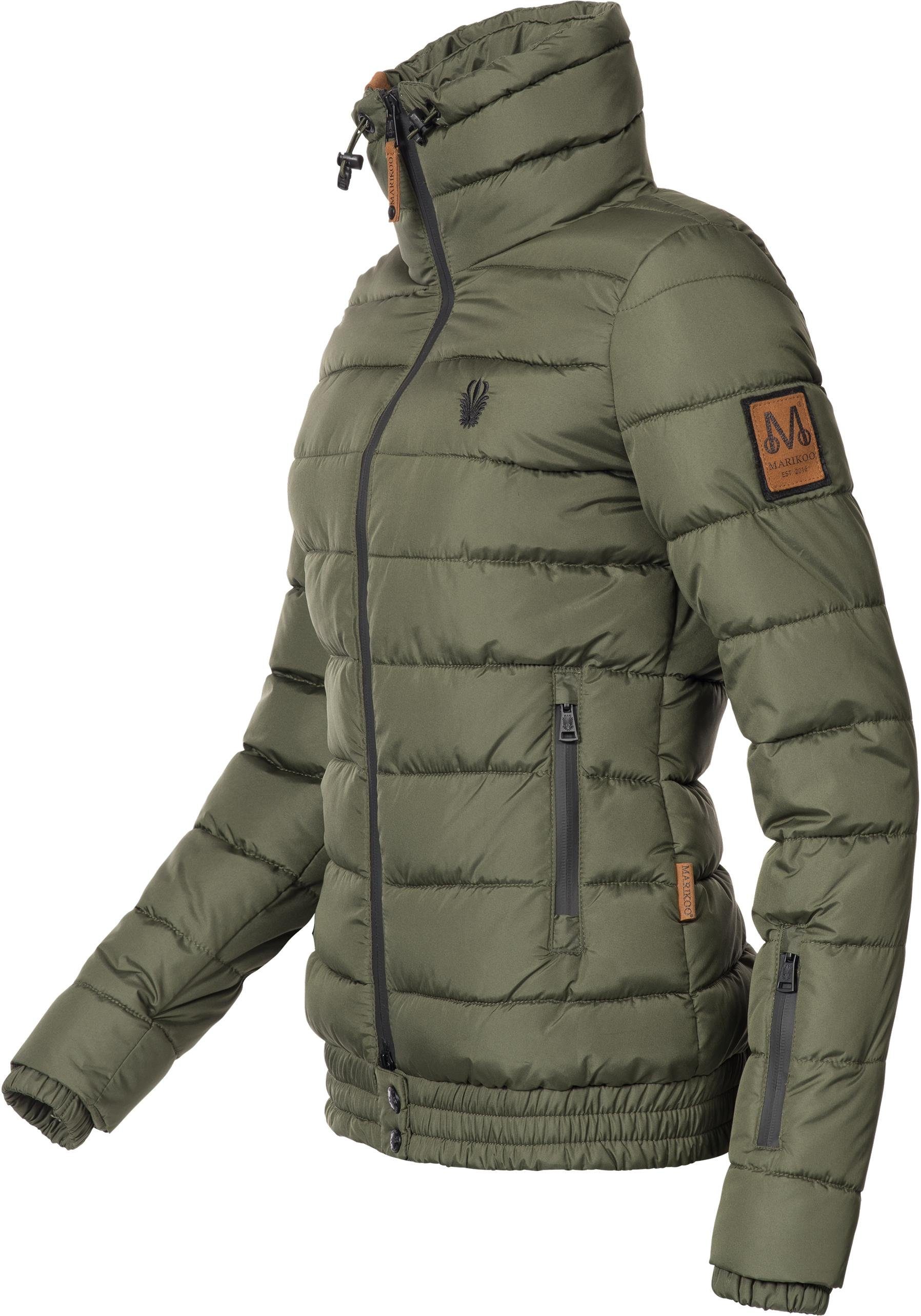 Marikoo Steppjacke Poison stylische Damen Winterjacke mit hohem Kragen,  Warme Outdoorjacke m. hohem Kragen schützt vor Wind u. Kälte