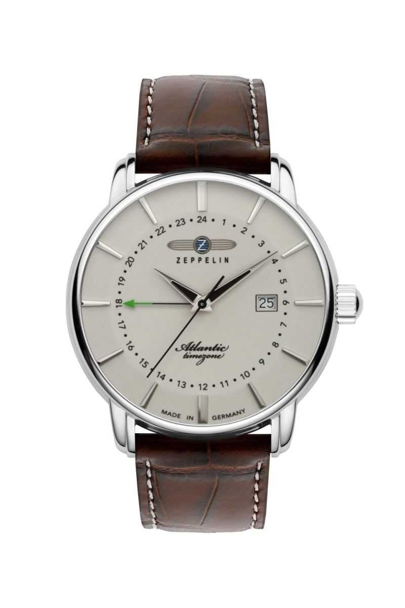 ZEPPELIN Quarzuhr Atlantic GMT-Time Herrenuhr Lederband 40 mm 8442-5