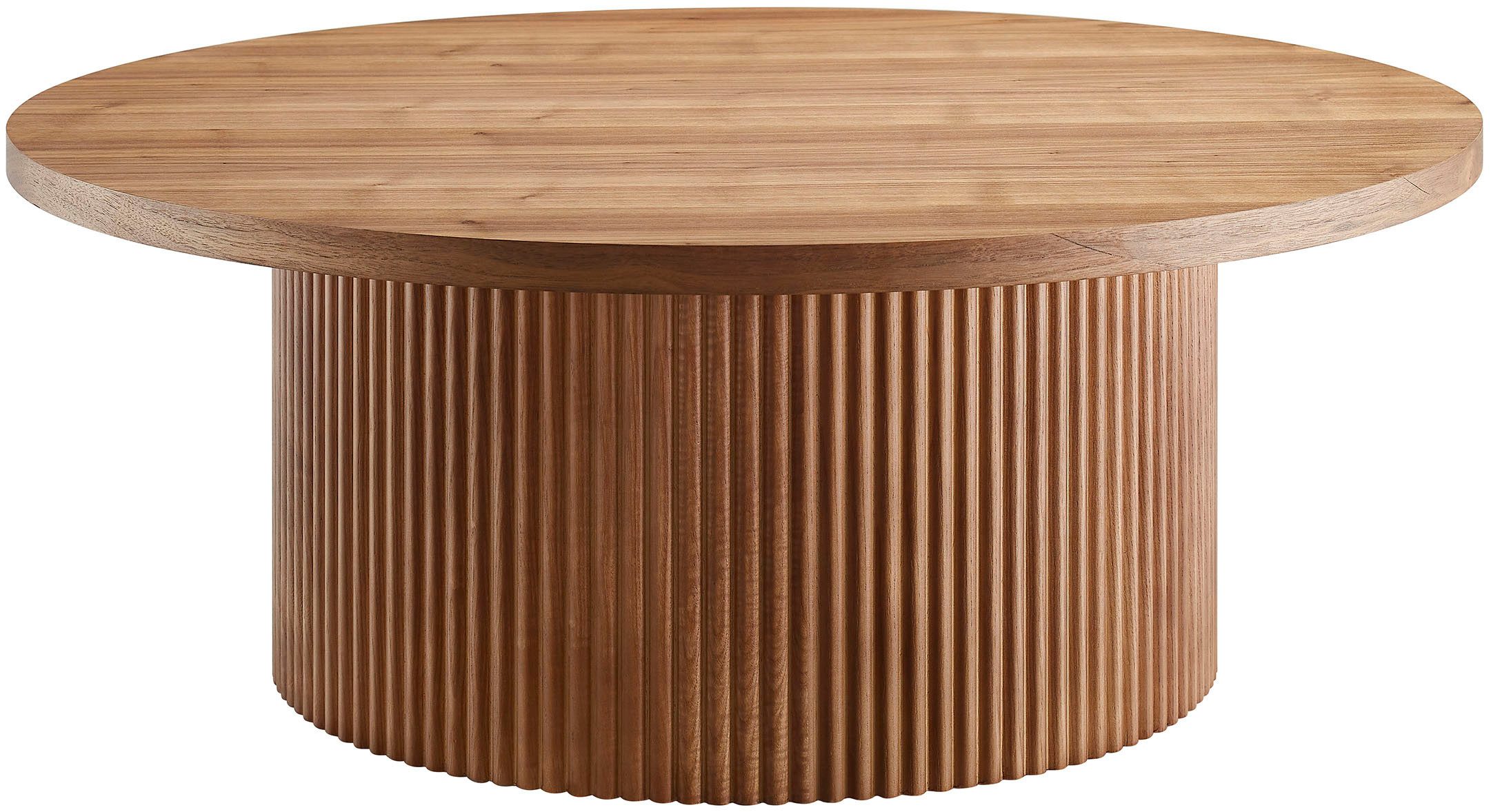 SalesFever Couchtisch mit Massivholz-Lamellen, Ø 85 cm (1-St), Moderner Wohnzimmertisch aus Holz in natürlichem Look