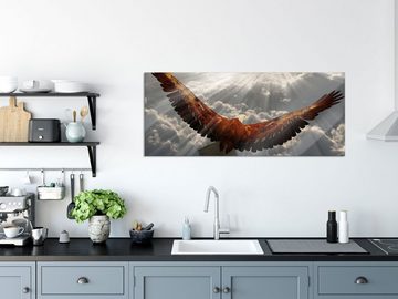 Pixxprint Glasbild Adler über den Wolken, Adler über den Wolken (1 St), Glasbild aus Echtglas, inkl. Aufhängungen und Abstandshalter