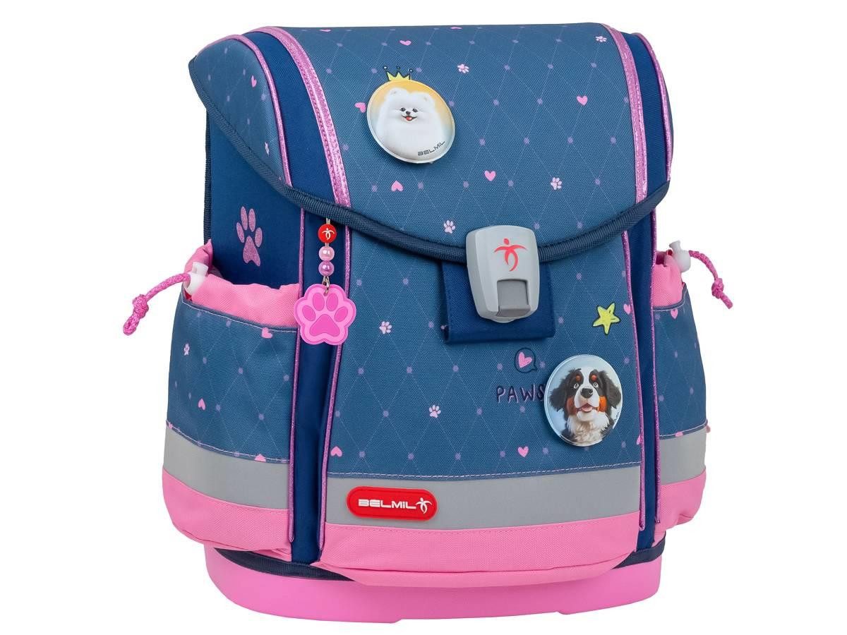 Belmil Schulranzen "Classy Plus" 2025 mit Magnetverschluss, 4tlg. Set ab 1. Klasse, Grundschule, für Mädchen "Hearts"