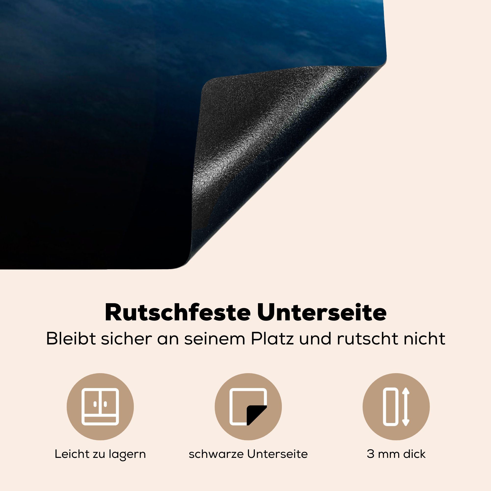 tlg), (1 Erde 83x51 küche Vinyl, Herdblende-/Abdeckplatte MuchoWow - Arbeitsplatte Planeten, Weltraum - cm, für Ceranfeldabdeckung,