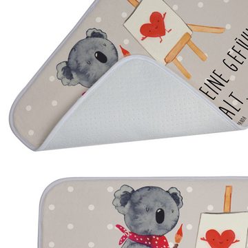 Badematte Koala Künstler - Grau Pastell - Geschenk, Duschteppich, Badezimmertep Mr. & Mrs. Panda, Höhe 1 mm, 100% Polyester, rechteckig, Märchenhafte Designs